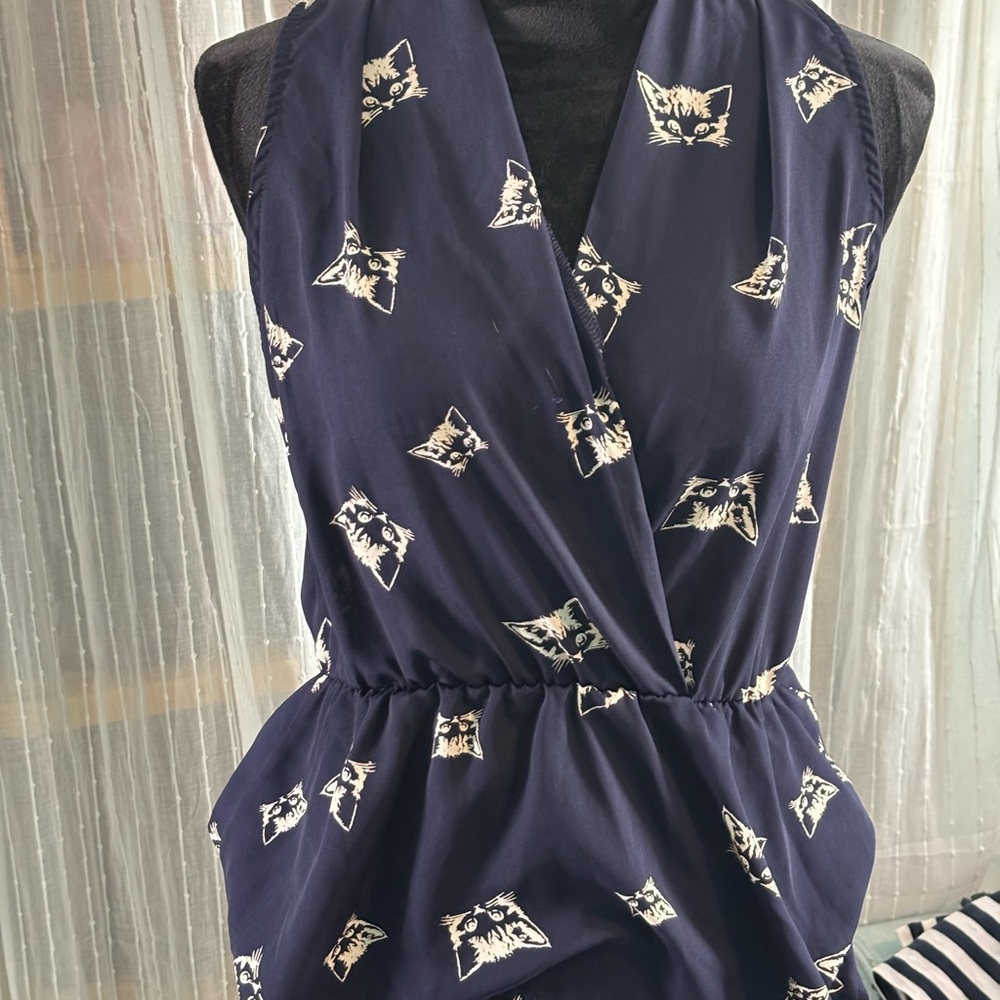 Cat Print Sleeveless Top